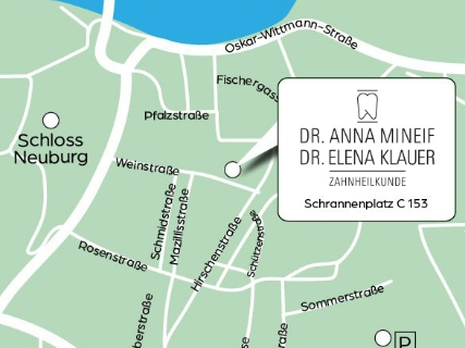 Anfahrtsskizze Zahnarztpraxis Dr. Anna Mineif und Dr. Elena Klauer